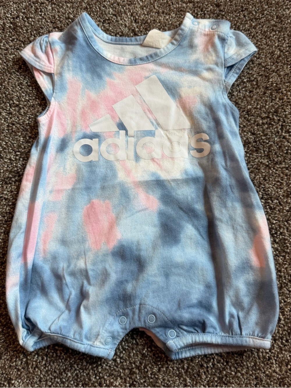 adidas Girls Tie-Dye One-Piece Romper in Blue and Pink